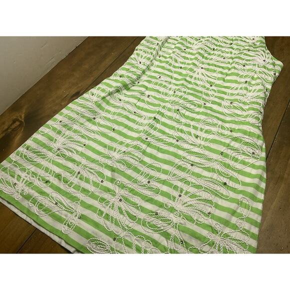 Lilly Pulitzer Green Pearl Cording Rhinestones We Will Go Striped Dress Size 12 - Picture 4 of 11